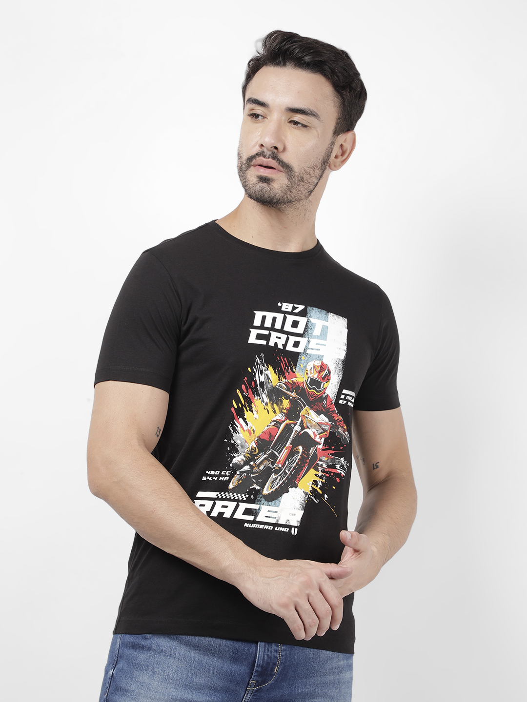 Numero Uno Men Graphic Print Black T-Shirt